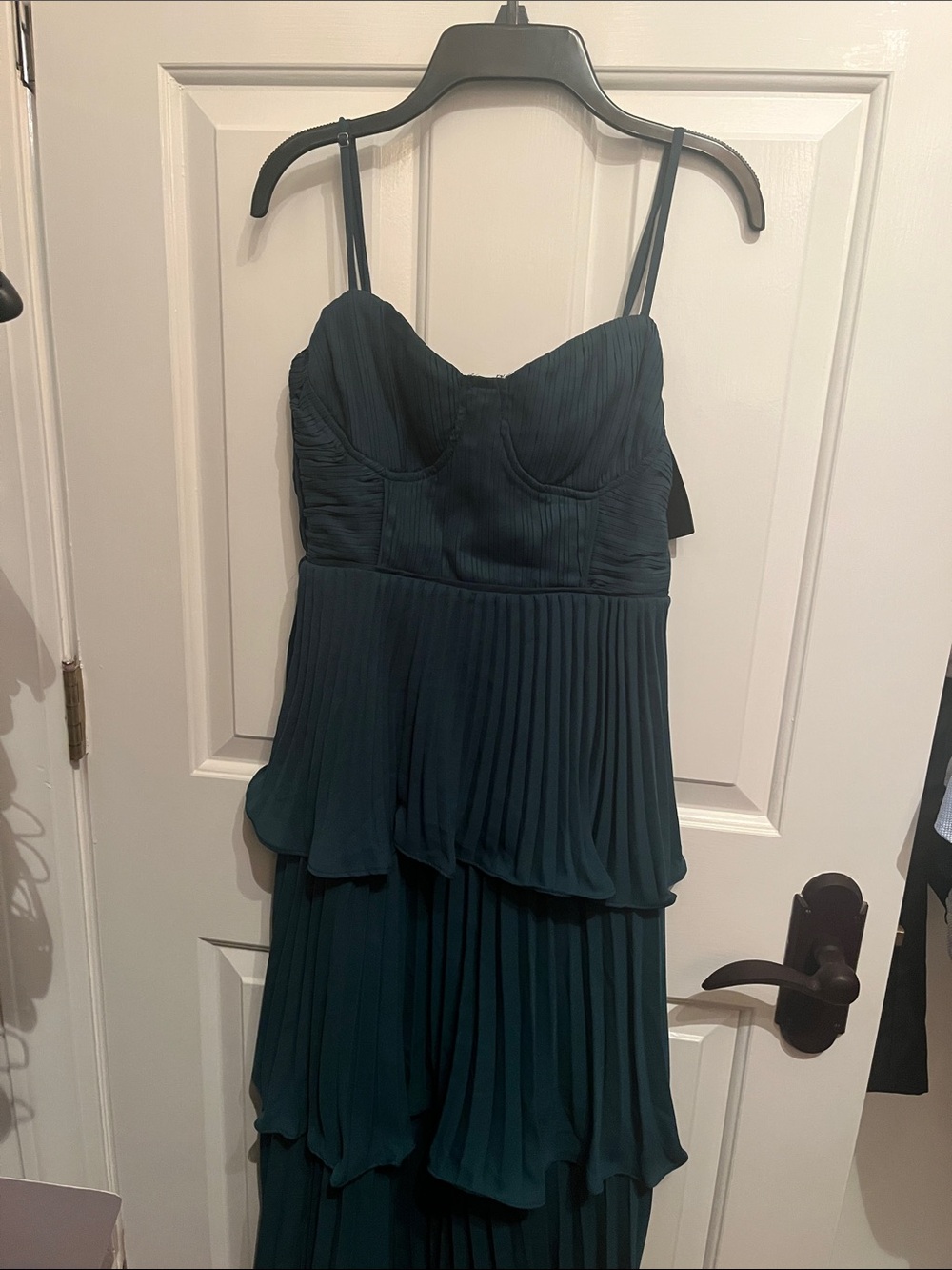 NWT size S Spaghetti Strap Tiered Pleated Maxi Dress - Teal